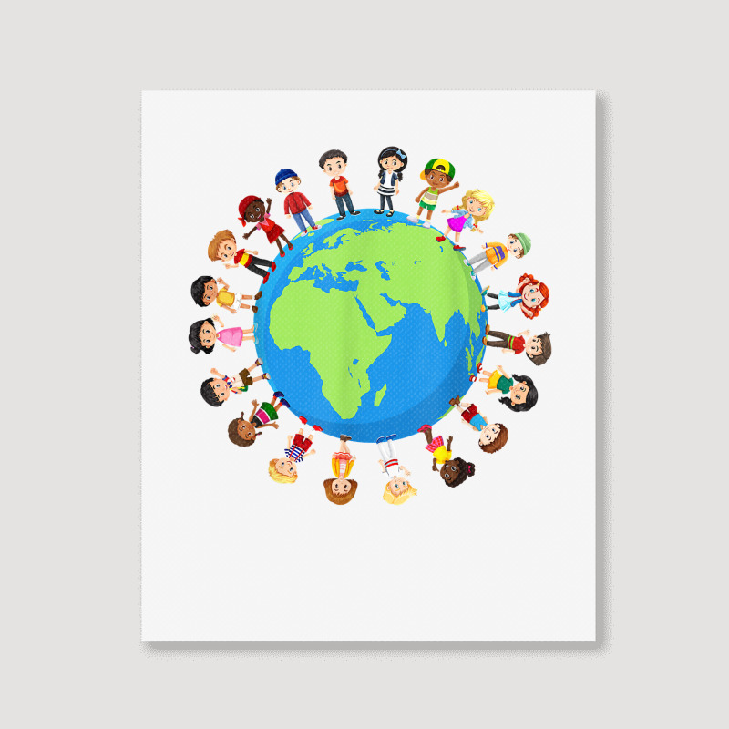 Earth Day Children Around The World Environmentalist T Shirt Portrait Canvas Print | Artistshot