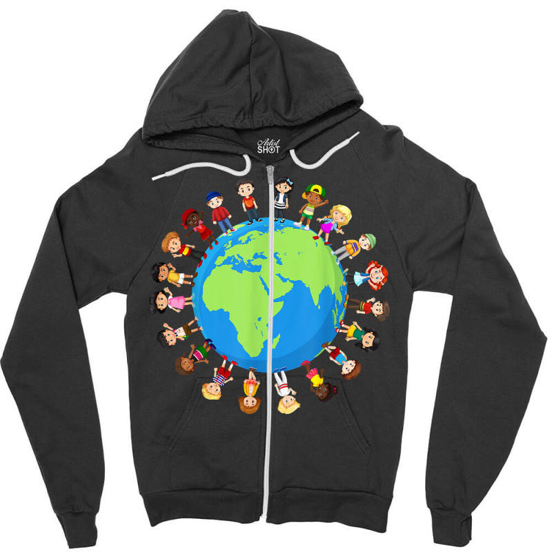 Earth Day Children Around The World Environmentalist T Shirt Zipper Hoodie | Artistshot