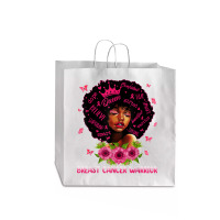 Black Women Black Queen Breast Cancer Warrior Pink Ribbon T Shirt Jumbo Paper Bag - 18 X 7 X 18 3/4 | Artistshot