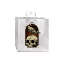 Edgar Allan Poe Nevermore Skull And Raven Memento Mori Jumbo Paper Bag - 18 X 7 X 18 3/4 | Artistshot