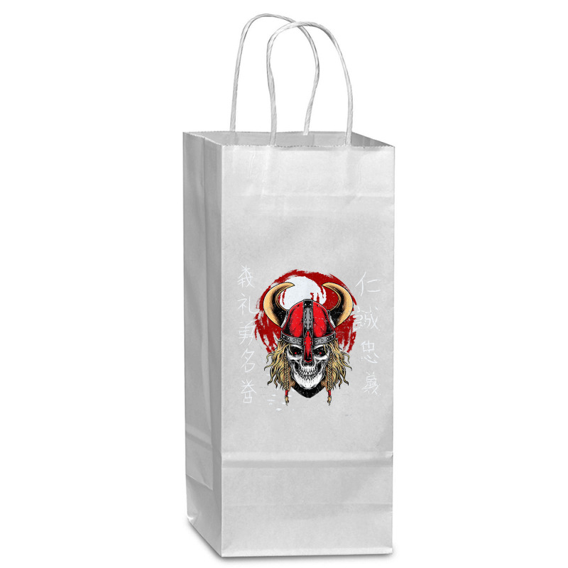 Nordic Mythology Skeleton Head With Viking Helmet T Shirt Wine Paper Bag - 5 1/2 X 3 1/4 X 13 | Artistshot