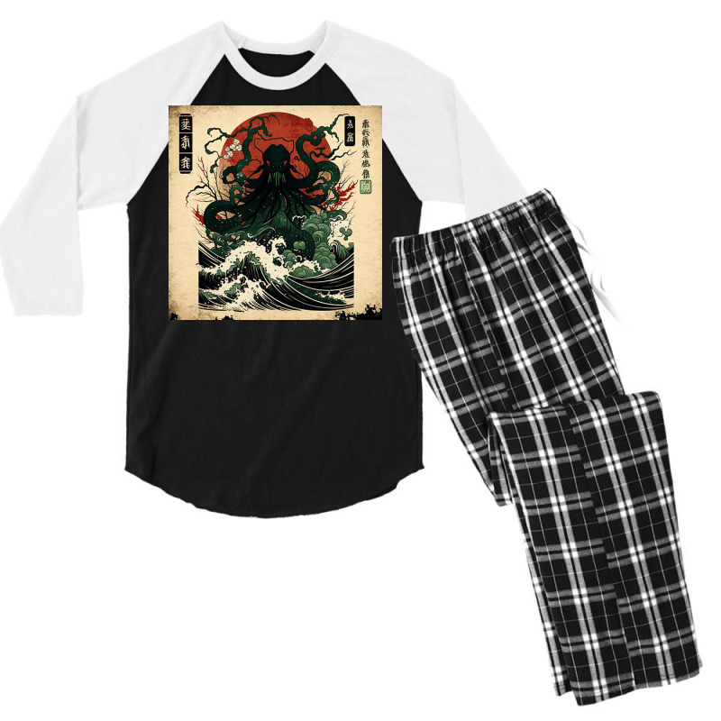 Cthulhu Wave Men's 3/4 Sleeve Pajama Set | Artistshot