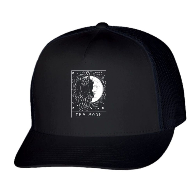 Ta.rot Card Crescent Moon And Cat Graphic T Shirt Trucker Cap by good0396 | Artistshot