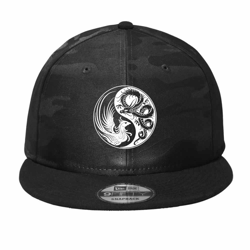 White And Black Dragon Phoenix Yin Yang Camo Snapback by putrimeheng | Artistshot