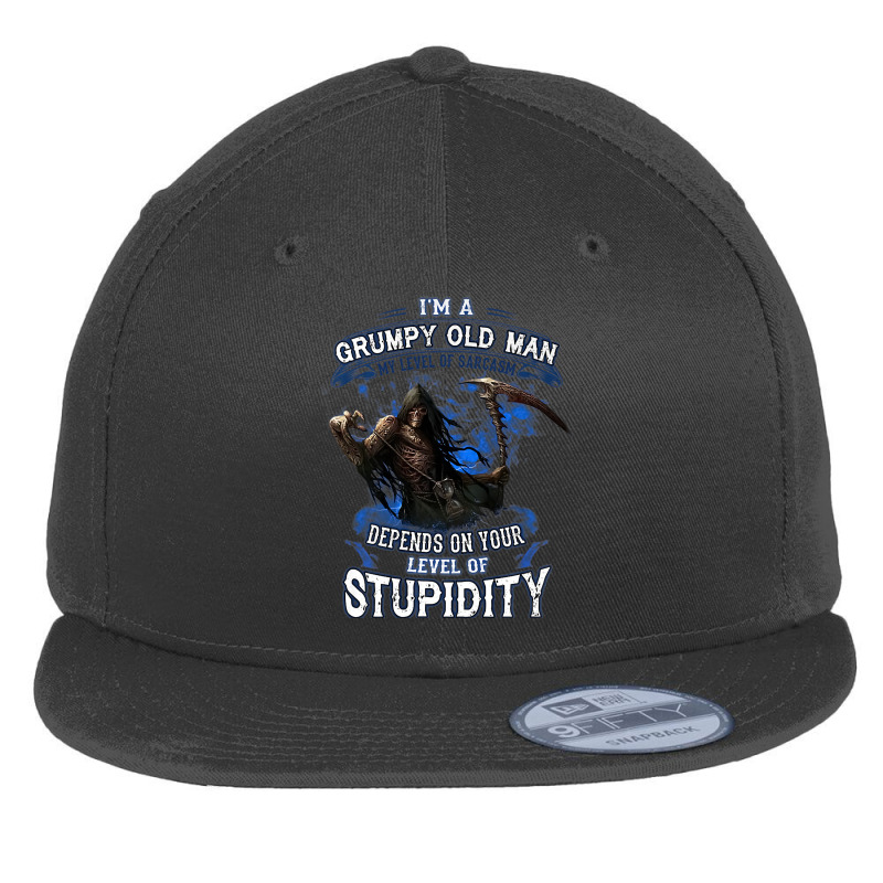 I'm A Grumpy Old Man My Level Of Sarcasm Depends On Your Premium T Shi Flat Bill Snapback Cap by TeaMenShop | Artistshot