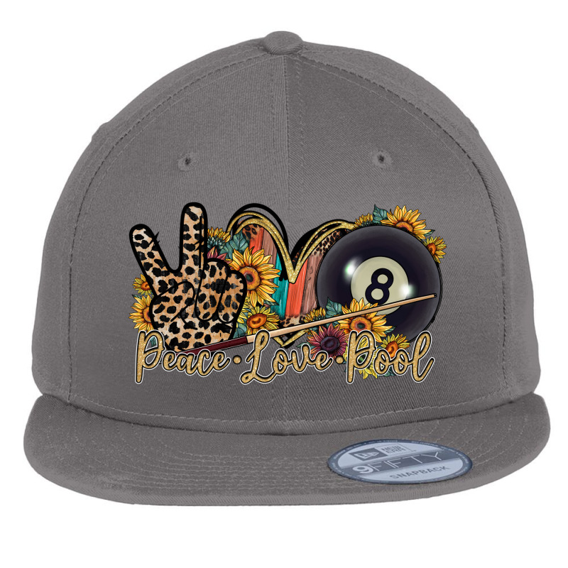 Peace Love Pool Flat Bill Snapback Cap | Artistshot