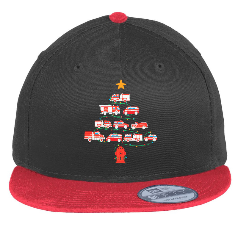 Firefighter Christmas Gifts T  Shirt Firefighter Christmas Tree Fire D Flat Bill Snapback Cap by danielle22366 | Artistshot