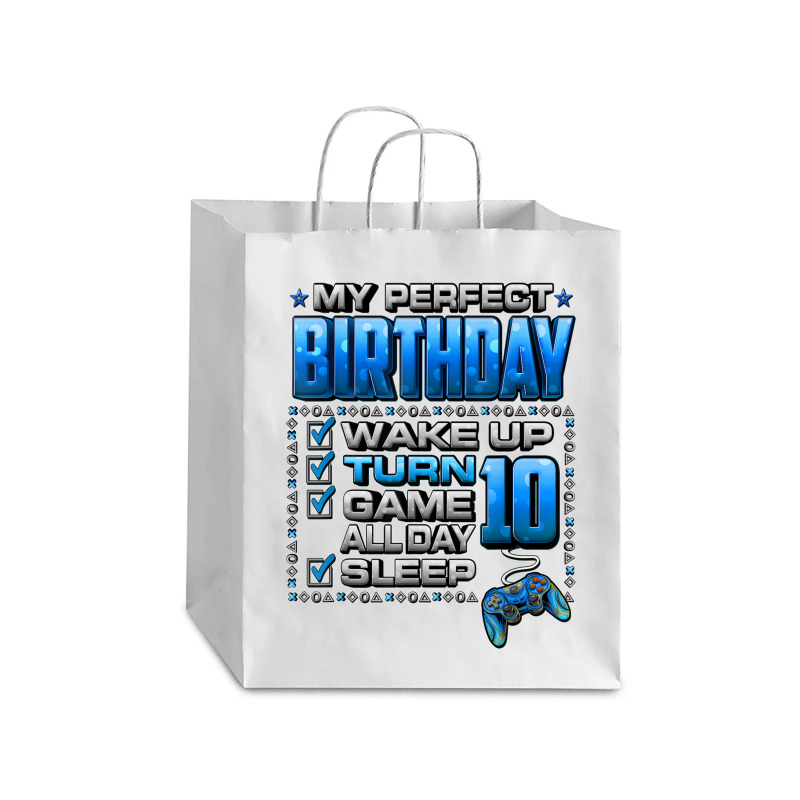 Wake Up Turn 10 Game All Day Shirt Gamer 10th Birthday Party T Shirt Debie Paper Bag - 10 X 5 X 13 | Artistshot