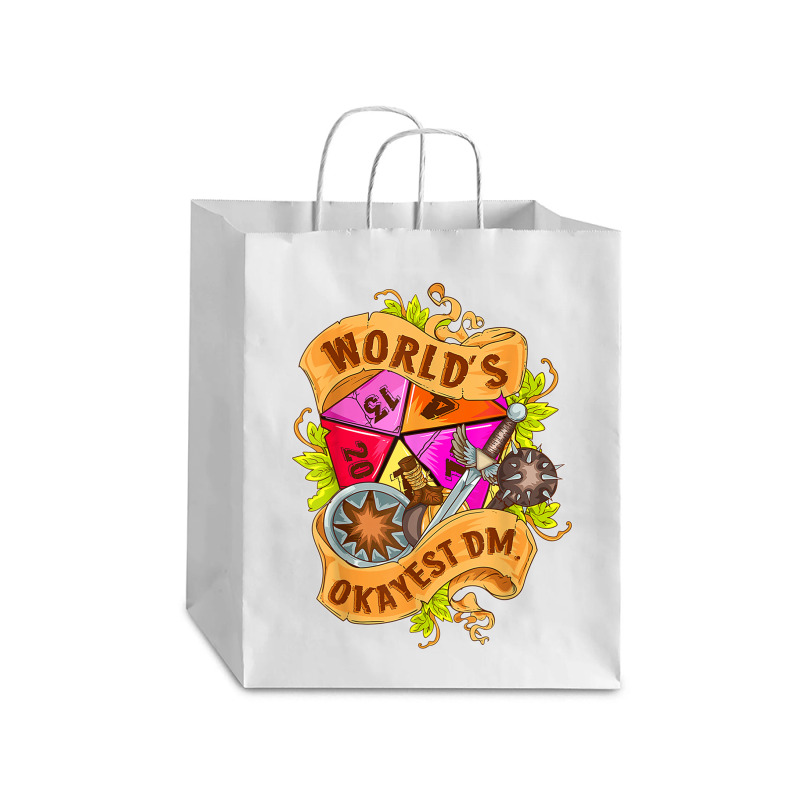 World Okayest Dm D20 Dice Gaming Rpg Board Games T Shirt Debie Paper Bag - 10 X 5 X 13 | Artistshot