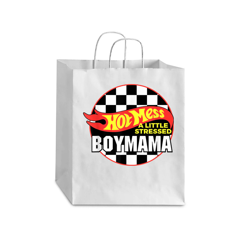 Gift For Boy Mama Hot Mess A Little Stressed Boy Mama T Shirt Debie Paper Bag - 10 X 5 X 13 | Artistshot