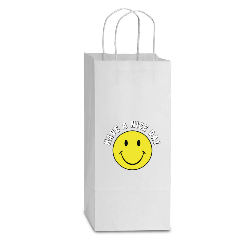 Retro Have A Nice Day Smile Happy Face Double Wine Paper Bag - 6 1/2 X 3 1/2 X 12 3/8 | Artistshot