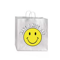 Retro Have A Nice Day Smile Happy Face Jumbo Paper Bag - 18 X 7 X 18 3/4 | Artistshot