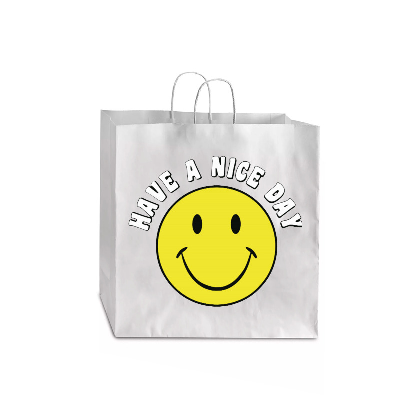 Retro Have A Nice Day Smile Happy Face Jumbo Paper Bag - 18 X 7 X 18 3/4 | Artistshot