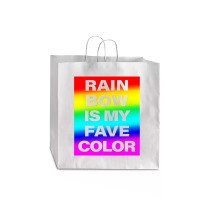 Rainbow Is My Fave Color Graphic Bold Type Tshirt Jumbo Paper Bag - 18 X 7 X 18 3/4 | Artistshot