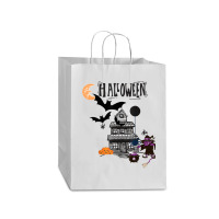 Funny Halloween Witch Haunted Castle, Flying Bats Wicca Tee T Shirt Mart Paper Bag -13 X 7 X 17 | Artistshot