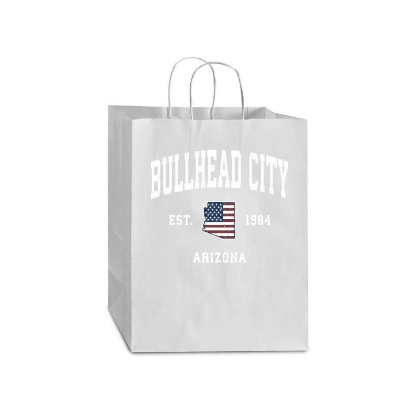 Bullhead City Arizona Az Vintage American Flag Sports Design Sweatshir Mart Paper Bag -13 X 7 X 17 | Artistshot