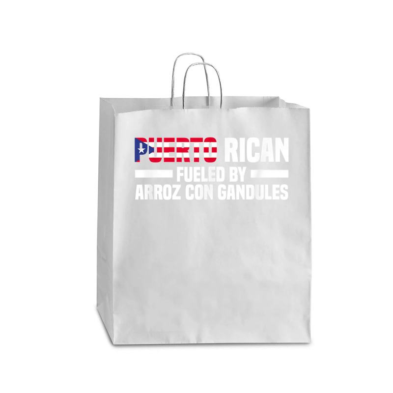 Puerto Rican Fueled By Arroz Con Gandules   Puerto Rico T Shirt Queen Paper Bag - 16 X 6 X 19 1/4 | Artistshot