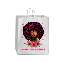 Black Women Black Queen Breast Cancer Warrior Pink Ribbon T Shirt Queen Paper Bag - 16 X 6 X 19 1/4 | Artistshot