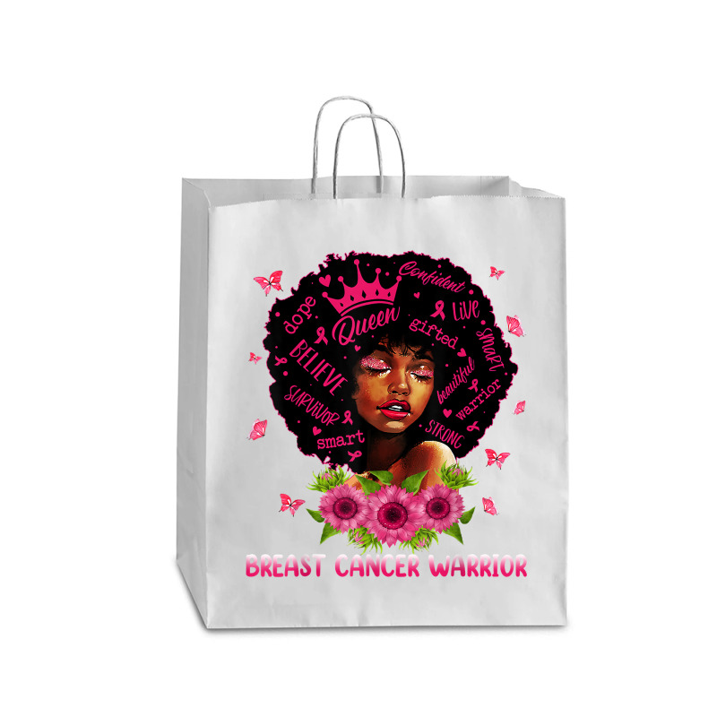 Black Women Black Queen Breast Cancer Warrior Pink Ribbon T Shirt Queen Paper Bag - 16 X 6 X 19 1/4 | Artistshot