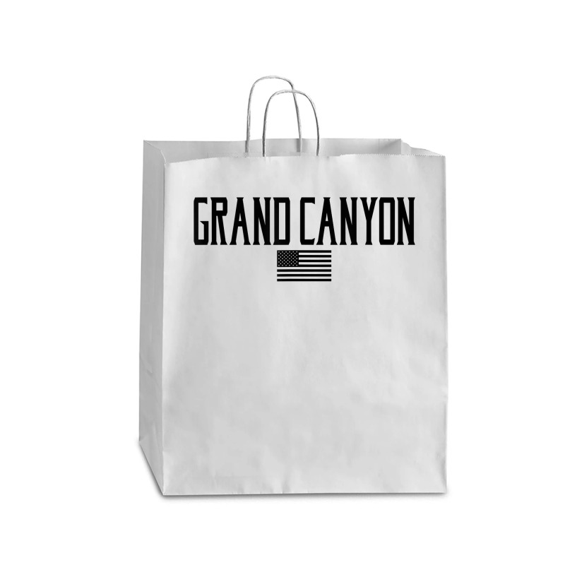 Grand Canyon Us Flag Text Olive Green With Black Print T Shirt Queen Paper Bag - 16 X 6 X 19 1/4 | Artistshot