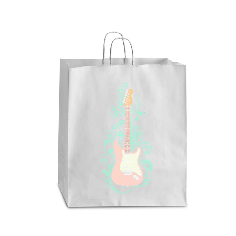 Electric Guitar T  Shirt Pink S  Style Electric Guitar Flowering Vines Queen Paper Bag - 16 X 6 X 19 1/4 | Artistshot