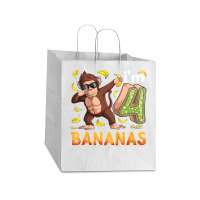 Kids 4 Year Old Monkey Birthday Safari Jungle Animal 4th B Day T Shirt Take Out Paper Bag - 14 X 10 X 15 1/2 | Artistshot