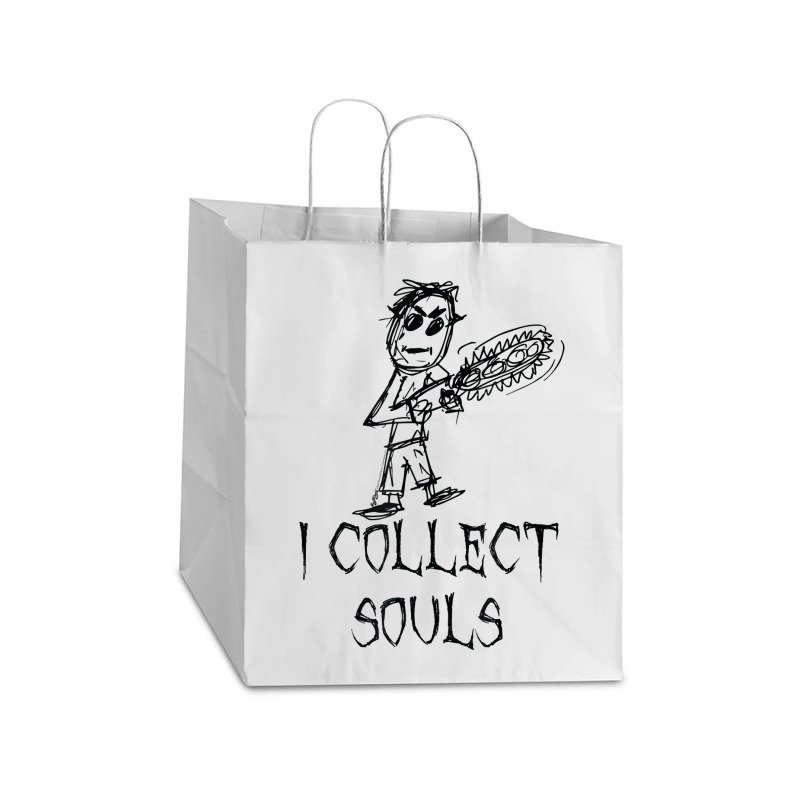 I Collect Souls Halloween Costume Word Design T Shirt Take Out Paper Bag - 14 X 10 X 15 1/2 | Artistshot