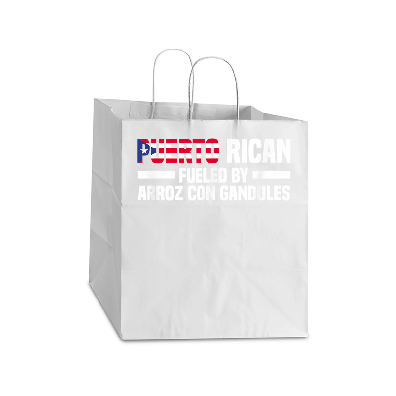 Puerto Rican Fueled By Arroz Con Gandules   Puerto Rico T Shirt Take Out Paper Bag - 14 X 10 X 15 1/2 | Artistshot