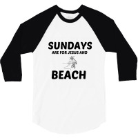 Beach And Jesus Sunday 3/4 Sleeve Shirt | Artistshot