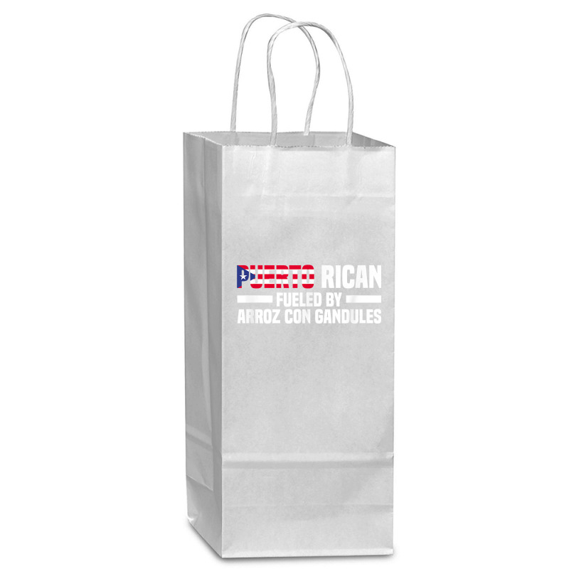 Puerto Rican Fueled By Arroz Con Gandules   Puerto Rico T Shirt Wine Paper Bag - 5 1/2 X 3 1/4 X 13 | Artistshot