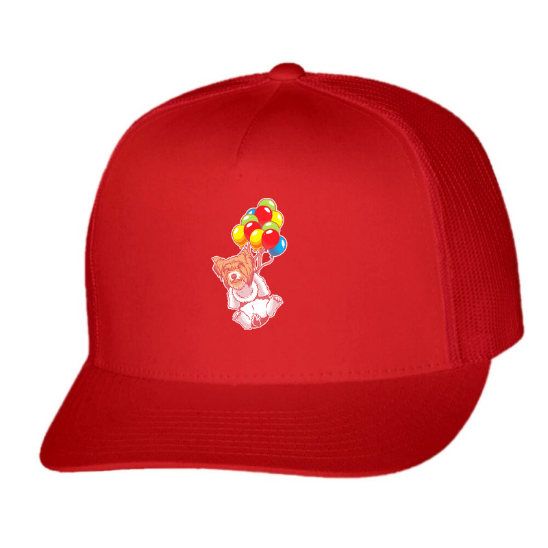 Biewer Yorkshire Terrier T Shirtbiewer Yorkshire Terrier With Ballons Trucker Cap by ayla73559 | Artistshot