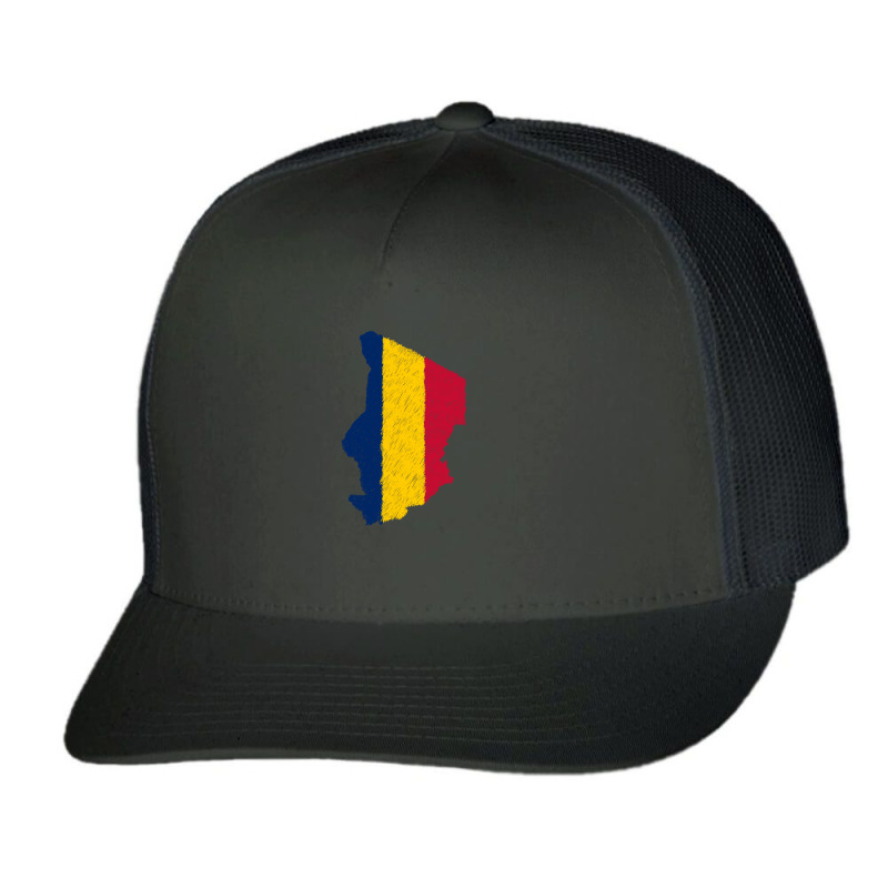 Chad Flag Map Drawing Line Art Trucker Cap | Artistshot