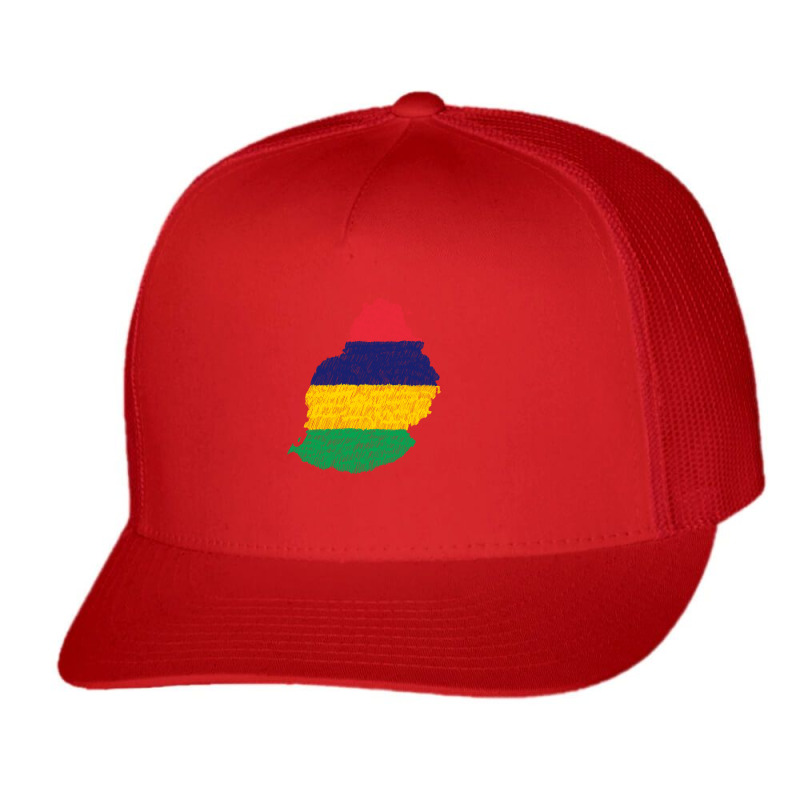 Mauritius Map Flag Drawing Line Art Trucker Cap by Erwin Saputra Art | Artistshot