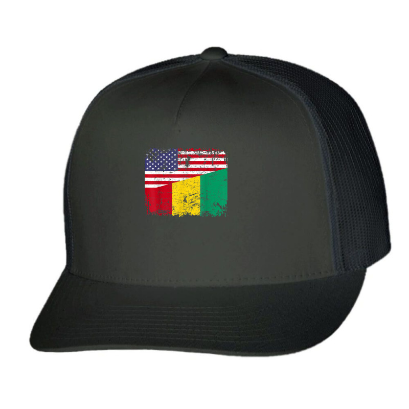 Guinean Roots  Half American Flag  Usa Guinea Flag T Shirt Trucker Cap | Artistshot