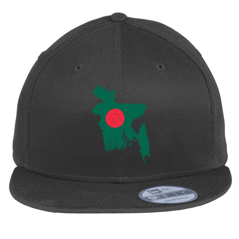 Bangladesh Map Flag Drawing Line Art Flat Bill Snapback Cap | Artistshot