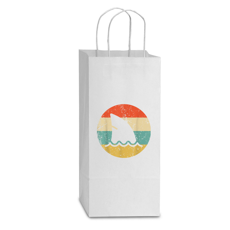 Shark Fin Retro Style Shark T Shirt Double Wine Paper Bag - 6 1/2 X 3 1/2 X 12 3/8 | Artistshot