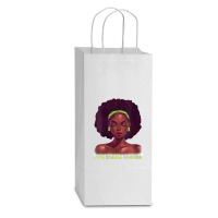 Womens Afro African American Black Woman Lyme Disease Warrior V Neck Double Wine Paper Bag - 6 1/2 X 3 1/2 X 12 3/8 | Artistshot