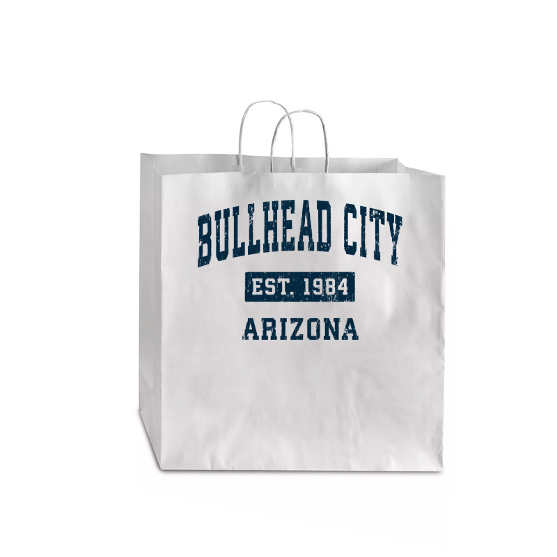 Bullhead City Arizona Az Vintage Sports Design Navy Print Pullover Hoo Jumbo Paper Bag - 18 X 7 X 18 3/4 | Artistshot