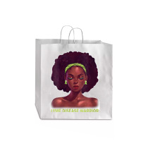 Womens Afro African American Black Woman Lyme Disease Warrior V Neck Jumbo Paper Bag - 18 X 7 X 18 3/4 | Artistshot