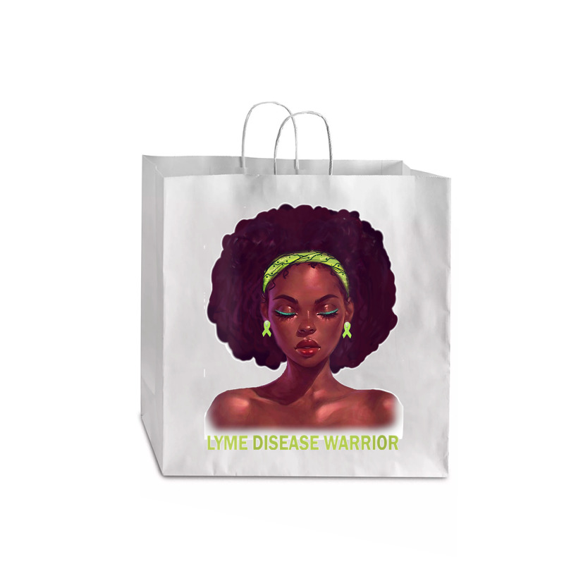 Womens Afro African American Black Woman Lyme Disease Warrior V Neck Jumbo Paper Bag - 18 X 7 X 18 3/4 | Artistshot