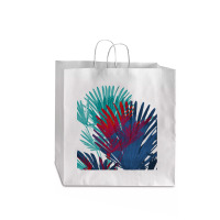 Big Palm Leaves Pattern Blue Color T  Shirtpalm Leaves Pattern Blue Co Jumbo Paper Bag - 18 X 7 X 18 3/4 | Artistshot