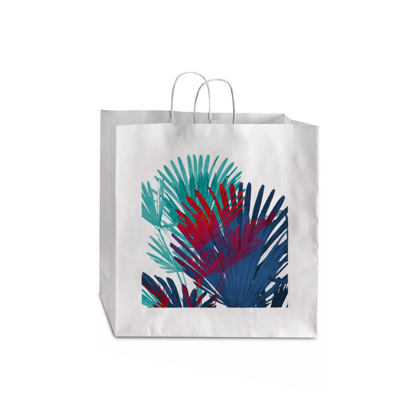 Big Palm Leaves Pattern Blue Color T  Shirtpalm Leaves Pattern Blue Co Jumbo Paper Bag - 18 X 7 X 18 3/4 | Artistshot