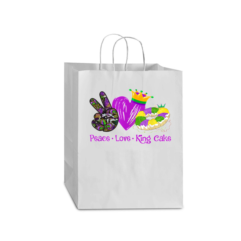 Peace Love King Cake Funny Mardi Gras Party Carnival Gifts T Shirt Mart Paper Bag -13 X 7 X 17 | Artistshot