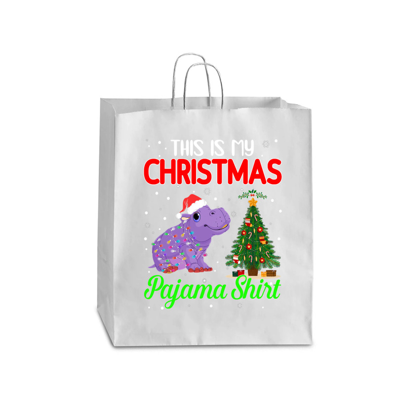 Hippopotamus Funny This Is My Christmas Pajama Hippopotamus Xmas Light Queen Paper Bag - 16 X 6 X 19 1/4 | Artistshot