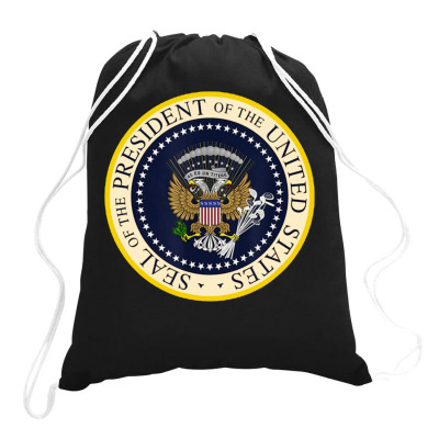 Fake Presidential Seal Drawstring Bags Designed By Pinkanzee
