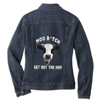 Cow Funny Animal Farm Farmer Ladies Denim Jacket | Artistshot