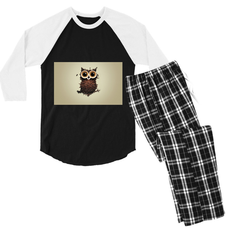 Artistic Coffee Funny Owls Men's 3/4 Sleeve Pajama Set | Artistshot