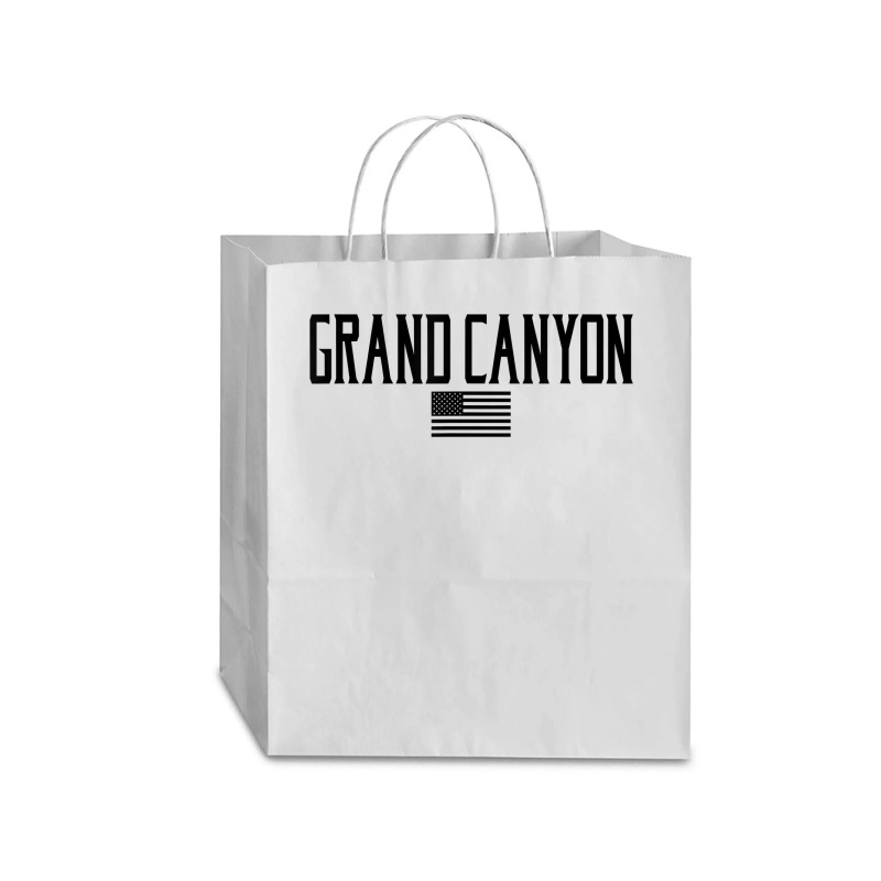 Grand Canyon Us Flag Text Olive Green With Black Print T Shirt Traveler Paper Bag -13 X 6 X 15 3/4 | Artistshot