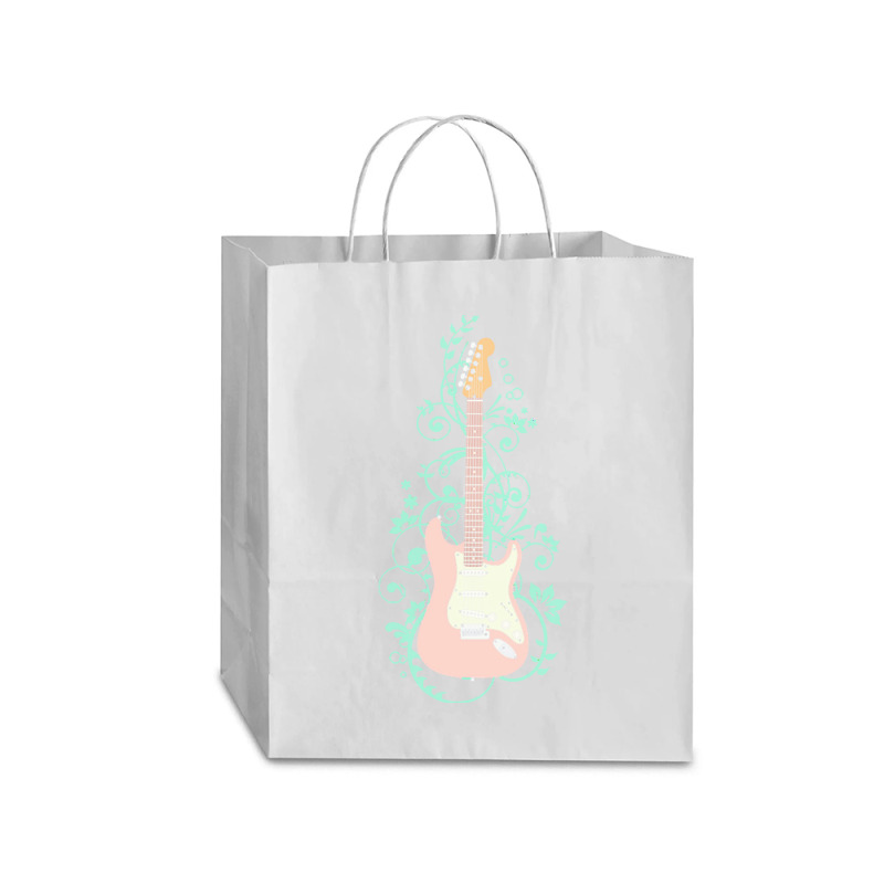 Electric Guitar T  Shirt Pink S  Style Electric Guitar Flowering Vines Traveler Paper Bag -13 X 6 X 15 3/4 | Artistshot