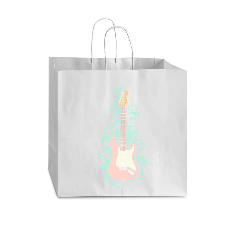 Electric Guitar T  Shirt Pink S  Style Electric Guitar Flowering Vines Vogue Paper Bag - 16 X 6 X 12 | Artistshot